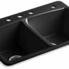 Outlet 🥰 KOHLER Brookfield™ 33 x 22 in. 4 Hole Cast Iron Double Bowl Drop-in Kitchen Sink in Black 💯 2 Outlet 🥰 KOHLER Brookfield™ 33 x 22 in. 4 Hole Cast Iron Double Bowl Drop-in Kitchen Sink in Black 💯 -Kitchen and bathroom Sale Query 501