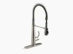 Cheap 😍 KOHLER Simplice® Single Handle Pull Down Semi-Professional Kitchen Faucet with Three-Function Spray, Magnetic Docking and MasterClean Technology in Vibrant® Stainless ❤️