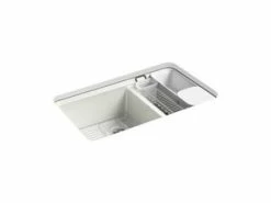 Best reviews of 🤩 KOHLER Riverby® 33 x 22 in. 5 Hole Cast Iron Double Bowl Undermount Kitchen Sink in Dune 🔔