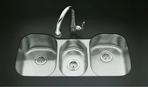 Outlet 🔥 KOHLER Undertone® 41-5/8 x 20-1/8 in. No Hole Stainless Steel Triple Bowl Undermount Kitchen Sink 👏 3 Outlet 🔥 KOHLER Undertone® 41-5/8 x 20-1/8 in. No Hole Stainless Steel Triple Bowl Undermount Kitchen Sink 👏
