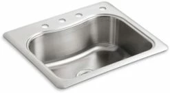 Deals 🥰 KOHLER Staccato™ 25 x 22 in. 4 Hole Stainless Steel Single Bowl Drop-in Kitchen Sink 👏