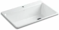 Promo ⭐ KOHLER Riverby® 33 x 22 in. 1 Hole Cast Iron Single Bowl Drop-in Kitchen Sink in White 🥰