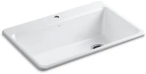 Promo ⭐ KOHLER Riverby® 33 x 22 in. 1 Hole Cast Iron Single Bowl Drop-in Kitchen Sink in White 🥰 3 Promo ⭐ KOHLER Riverby® 33 x 22 in. 1 Hole Cast Iron Single Bowl Drop-in Kitchen Sink in White 🥰