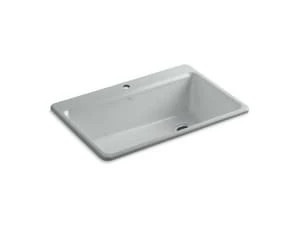 Deals 🔔 KOHLER Riverby® 33 x 22 in. 1 Hole Cast Iron Single Bowl Drop-in Kitchen Sink in Ice™ Grey ✨ 3 Deals 🔔 KOHLER Riverby® 33 x 22 in. 1 Hole Cast Iron Single Bowl Drop-in Kitchen Sink in Ice™ Grey ✨