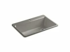 Best deal 🎉 KOHLER Riverby® 33 x 22 in. 1 Hole Cast Iron Single Bowl Drop-in Kitchen Sink in Cashmere 🥰