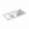 Brand new 👏 KOHLER Iron/Tones® 33 x 18-3/4 in. No Hole Cast Iron Double Bowl Dual Mount Kitchen Sink in White 🎁 -Kitchen and bathroom Sale Query 562