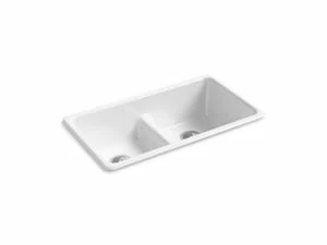 Brand new 👏 KOHLER Iron/Tones® 33 x 18-3/4 in. No Hole Cast Iron Double Bowl Dual Mount Kitchen Sink in White 🎁 3 Brand new 👏 KOHLER Iron/Tones® 33 x 18-3/4 in. No Hole Cast Iron Double Bowl Dual Mount Kitchen Sink in White 🎁