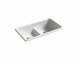 Flash Sale ✔️ KOHLER Iron/Tones® 33 x 18-3/4 in. No Hole Cast Iron Double Bowl Dual Mount Kitchen Sink in Sea Salt™ 🎁 3 Flash Sale ✔️ KOHLER Iron/Tones® 33 x 18-3/4 in. No Hole Cast Iron Double Bowl Dual Mount Kitchen Sink in Sea Salt™ 🎁