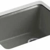 Best deal ❤️ KOHLER Riverby® 25 x 22 in. 5 Hole Cast Iron Single Bowl Undermount Kitchen Sink in Thunder™ Grey 👏 -Kitchen and bathroom Sale Query 572