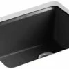 Wholesale 😀 KOHLER Riverby® 25 x 22 in. 5 Hole Cast Iron Single Bowl Undermount Kitchen Sink in Black Black™ 🤩 -Kitchen and bathroom Sale Query 574