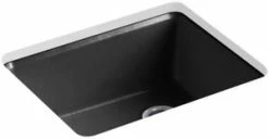 Wholesale 😀 KOHLER Riverby® 25 x 22 in. 5 Hole Cast Iron Single Bowl Undermount Kitchen Sink in Black Black™ 🤩