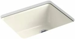 Best deal 🎉 KOHLER Riverby® 25 x 22 in. 5 Hole Cast Iron Single Bowl Undermount Kitchen Sink in Biscuit 🎉