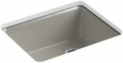 Best deal 🔥 KOHLER Riverby® 25 x 22 in. 5 Hole Cast Iron Single Bowl Undermount Kitchen Sink in Cashmere ✔️