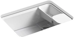 Budget 🥰 KOHLER Riverby® 27 x 22 in. 5-Hole Cast Iron Single Bowl Undermount Kitchen Sink in White 🧨 3 Budget 🥰 KOHLER Riverby® 27 x 22 in. 5-Hole Cast Iron Single Bowl Undermount Kitchen Sink in White 🧨