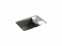 Coupon 💯 KOHLER Riverby® 27 x 22 in. 5-Hole Cast Iron Single Bowl Undermount Kitchen Sink in Thunder™ Grey ⭐