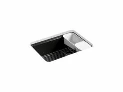 Deals ⌛ KOHLER Riverby® 27 x 22 in. 5-Hole Cast Iron Single Bowl Undermount Kitchen Sink in Black Black™ 😉