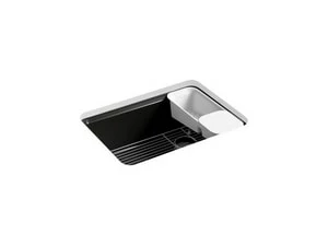 Deals ⌛ KOHLER Riverby® 27 x 22 in. 5-Hole Cast Iron Single Bowl Undermount Kitchen Sink in Black Black™ 😉 3 Deals ⌛ KOHLER Riverby® 27 x 22 in. 5-Hole Cast Iron Single Bowl Undermount Kitchen Sink in Black Black™ 😉