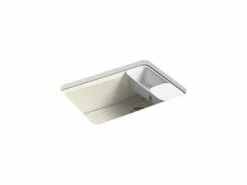 Buy 🔔 KOHLER Riverby® 27 x 22 in. 5-Hole Cast Iron Single Bowl Undermount Kitchen Sink in Biscuit 💯