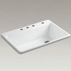 Brand new 🥰 KOHLER Riverby® 33 x 22 in. 4 Hole Cast Iron Single Bowl Drop-in Kitchen Sink in White ❤️