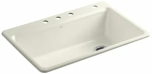 Flash Sale ✔️ KOHLER Riverby® 33 x 22 in. 4 Hole Cast Iron Single Bowl Drop-in Kitchen Sink in Biscuit 😍 3 Flash Sale ✔️ KOHLER Riverby® 33 x 22 in. 4 Hole Cast Iron Single Bowl Drop-in Kitchen Sink in Biscuit 😍
