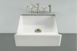 Budget 🌟 KOHLER Alcott™ 25-1/4 x 22 in. 5 Hole Fireclay Single Bowl Farmhouse Kitchen Sink in White 🔥