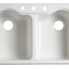 Budget ❤️ KOHLER Hartland® 33 x 22 in. 4 Hole Cast Iron Double Bowl Drop-in Kitchen Sink in White 🎉