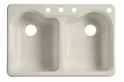 Brand new ❤️ KOHLER Hartland® 33 x 22 in. 4 Hole Cast Iron Double Bowl Drop-in Kitchen Sink in Biscuit 🛒