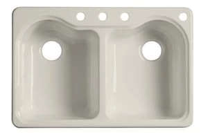 Brand new ❤️ KOHLER Hartland® 33 x 22 in. 4 Hole Cast Iron Double Bowl Drop-in Kitchen Sink in Biscuit 🛒 3 Brand new ❤️ KOHLER Hartland® 33 x 22 in. 4 Hole Cast Iron Double Bowl Drop-in Kitchen Sink in Biscuit 🛒