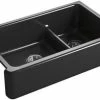 Best reviews of ❤️ KOHLER Whitehaven® 35-11/16 x 21-9/16 in. Cast Iron Double Bowl Farmhouse Kitchen Sink with Smart Divide in Black Black™ 🔥 1 Best reviews of ❤️ KOHLER Whitehaven® 35-11/16 x 21-9/16 in. Cast Iron Double Bowl Farmhouse Kitchen Sink with Smart Divide in Black Black™ 🔥 -Kitchen and bathroom Sale Query 72
