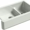Outlet 🧨 KOHLER Whitehaven® 35-11/16 x 21-9/16 in. Cast Iron Double Bowl Farmhouse Kitchen Sink with Smart Divide in Sea Salt™ 👍 2 Outlet 🧨 KOHLER Whitehaven® 35-11/16 x 21-9/16 in. Cast Iron Double Bowl Farmhouse Kitchen Sink with Smart Divide in Sea Salt™ 👍 -Kitchen and bathroom Sale Query 75