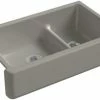 Best Sale ⭐ KOHLER Whitehaven® 35-11/16 x 21-9/16 in. Cast Iron Double Bowl Farmhouse Kitchen Sink with Smart Divide in Cashmere ❤️ -Kitchen and bathroom Sale Query 76