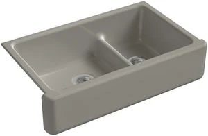 Best Sale ⭐ KOHLER Whitehaven® 35-11/16 x 21-9/16 in. Cast Iron Double Bowl Farmhouse Kitchen Sink with Smart Divide in Cashmere ❤️ 3 Best Sale ⭐ KOHLER Whitehaven® 35-11/16 x 21-9/16 in. Cast Iron Double Bowl Farmhouse Kitchen Sink with Smart Divide in Cashmere ❤️