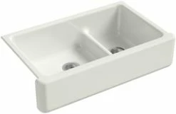 Coupon 🥰 KOHLER Whitehaven® 35-11/16 x 21-9/16 in. Cast Iron Double Bowl Farmhouse Kitchen Sink with Smart Divide in Dune 😍