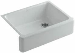 New 🔔 KOHLER Whitehaven® 29-11/16 x 21-9/16 in. Cast Iron Single Bowl Farmhouse Kitchen Sink with Tall Apron in Ice™ Grey 🔔