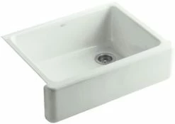 Cheapest ❤️ KOHLER Whitehaven® 29-11/16 x 21-9/16 in. Cast Iron Single Bowl Farmhouse Kitchen Sink with Tall Apron in Sea Salt™ ⌛