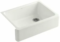 New 😀 KOHLER Whitehaven® 29-11/16 x 21-9/16 in. Cast Iron Single Bowl Farmhouse Kitchen Sink with Tall Apron in Dune 🔔