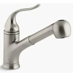 Cheap ⌛ KOHLER Coralais® Single Handle Pull Out Kitchen Faucet with Two-Function Spray in Vibrant® Brushed Nickel ✔️